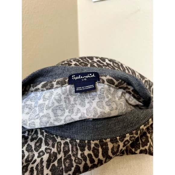 SPLENDID Women's Sweater Long Sleeve Leopard Print Size LARGE - Picture 4 of 4